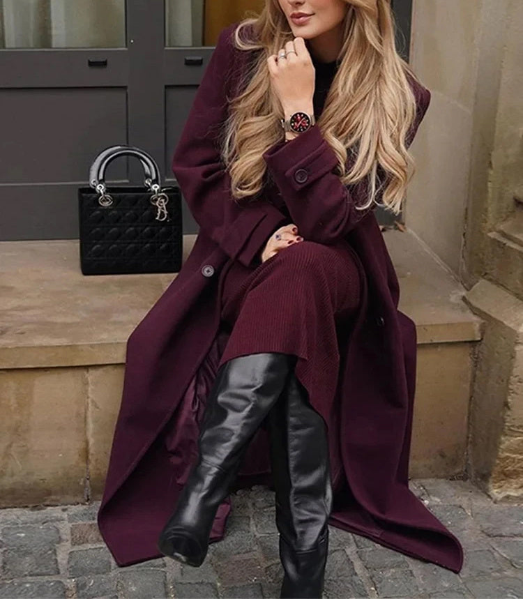 Manteau Long en Laine à Double Boutonnage - Molinse