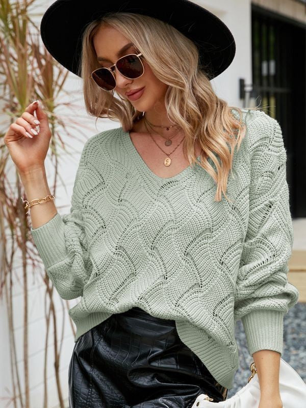 Pull col V uni pour femme - Molinse
