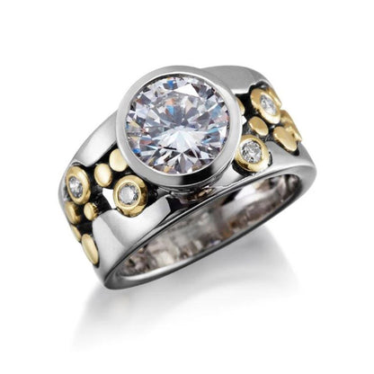 Bague rétro étincelante en zircone cubique - Molinse