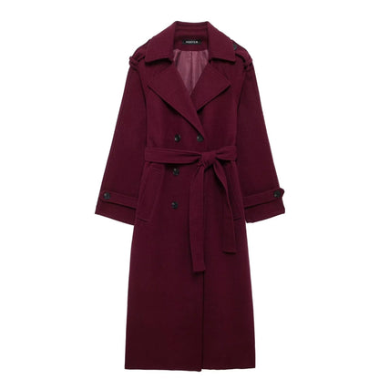 Manteau Long en Laine à Double Boutonnage - Molinse