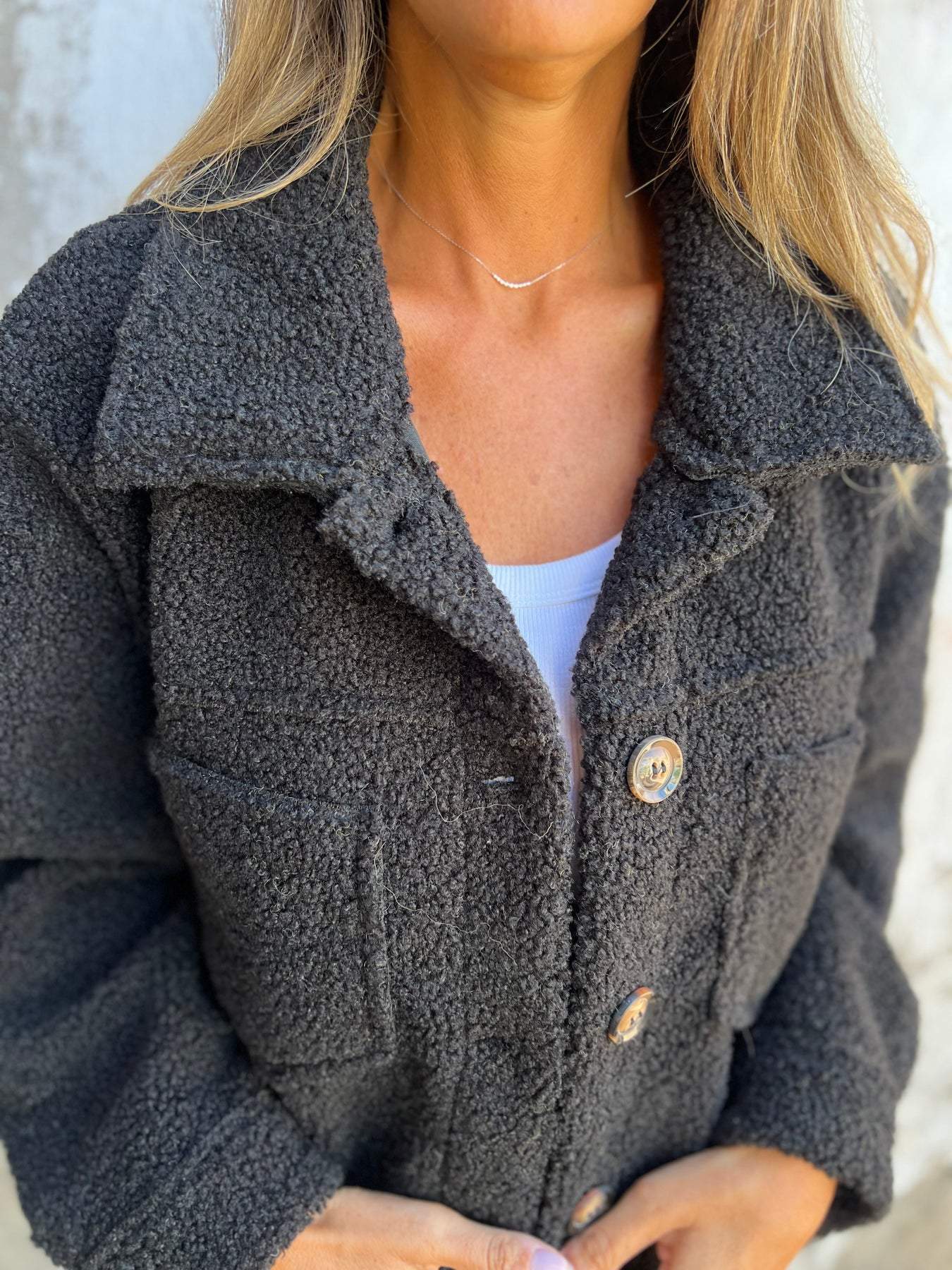 Veste en Tissu Sherpa avec Clo à Revers - Molinse