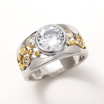 Bague rétro étincelante en zircone cubique - Molinse